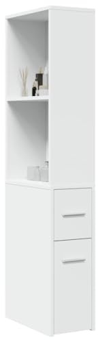 Frdhee Armoire de rangement, haute, étroite, avec roulettes, en bois blanc, pour bureau, garage, peut être installée rapidement, design moderne