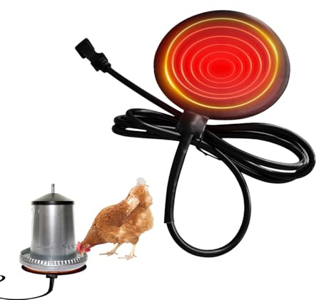 Calentador de agua para bebederos para pollos - Alfombrilla calefactora anticongelante de silicona de 15 cm, calentador de 20 vatios | Para bebederos para aves de corral, avicultura al aire libre en i