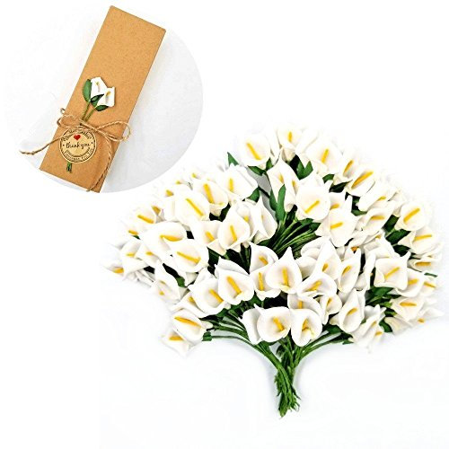 JZK 144x Weiß kleine Calla künstliche Blumen Mini Schaum Kunstblumen für Handwerk Favour Box Geschenkbox Karte Zubehör, Dekoration für Hochzeit Geburtstag Party Festival