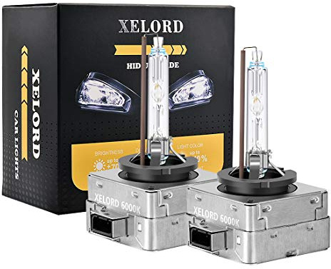 XELORD D1S 6000K Xenón Bombilla 12V 35W HID Auto Lámpara,Blanco Faro Delantero De Coche,Paquete de 2