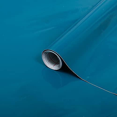 d-c-fix vinyl wrap Petrol gloss plain 67,5 cm x 2 m - sticky back plastic roll for furniture, kitchen & cupboards - contact paper sticker self adhesive film