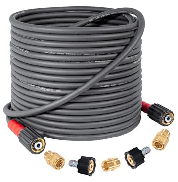YAMATIC Super Flexible Pressure Washer Hose 15M/50FT x 1/4, Kink Resistant 220 Bar/3200 PSI Heavy Duty Extension/Replacement Hose for M22-14mm & 3/8 Inch Quick Connect Power Washer and Accessories
