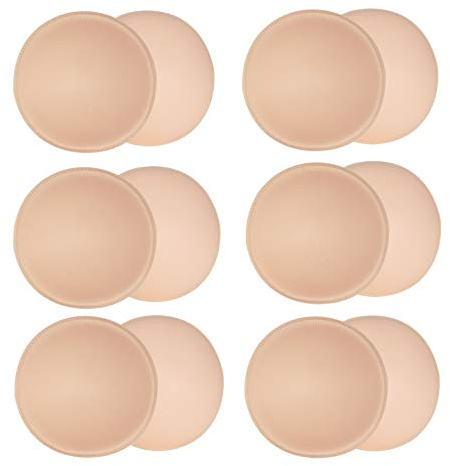 URSMART 6 Pairs Round Bra Inserts Pads, Removable and washable Bra Cups Inserts for Bikinis Top Swimsuit Sport Bra (B/C Beige)