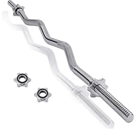 ECOVELO Barra Curvada Contorneada 120 cm Ø25 mm Barra de Curl Manillar para Entrenamiento de Bíceps y Tríceps Gimnasio Fitness