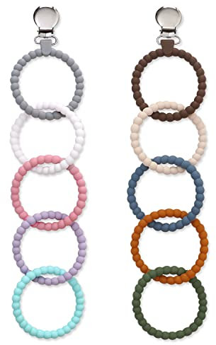Beißring Baby, Beißröhrchen Baby Zahnungshilfe mit Clip, Silikon Beißring Baby Spielzeug, BPA-Frei, Zahnen Nursing Zubehör, Natürliche Organische Beissring Greifling 2pcs
