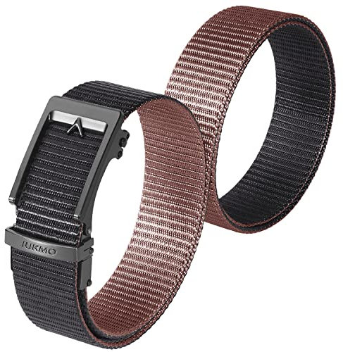 JUKMO Automatik Gürtel Herren, Wendegürtel Nylon Golf Taktischer Ratsche Gürtel (Kaffee/Schwarz, XL-für Taille 116cm-125cm (Länge 145cm))