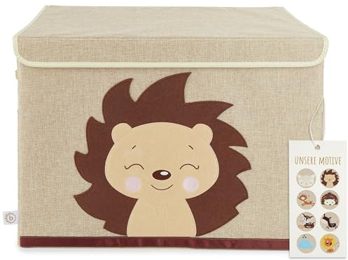 Bieco Aufbewahrungsbox mit Deckel groß für Kinderzimmer - Igel Piksi - Spielzeugkiste mit Deckel Aufbewahrungsbox Kinderzimmer - Sitztruhe Kinder Truhe Aufbewahrung Kinderzimmer Spielzeugkiste Baby