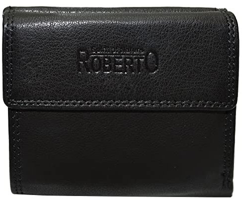 flevado Weiches Nappa 100% Leder Geldbörse für Damen Wiener Schachtel mit RFID (schwarz)