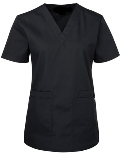 Unisex Smart Scrub Tunic top for Healthcare NHS GP and Dental Practice. INS20 (Large, Black)