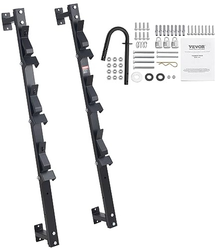 VEVOR Trimmer Rack, 3 Place Weeder Trimmer Rack, Trim Holder Trailer Rack with Zinc Alloy Password Lock, Wall-Mounted or Mount on Trailer, Pair