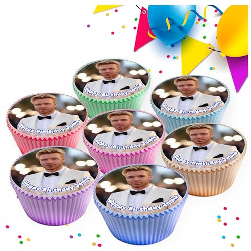 15 x YOUR OWN PERSONALISED PHOTO OR LOGO EDIBLE ICING 5 cms CUPCAKE TOPPERS DECORATIONS