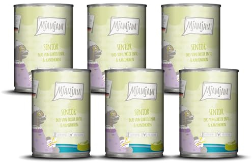 MjAMjAM - Premium Nourriture Humide pour Chats - Senior - Duo de Canard Tendre & Lapin, Paquet de 6 (6x400g), sans céréales