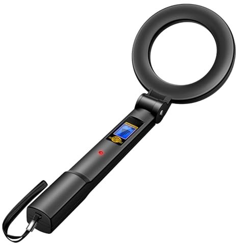 Detector de metales de bolsillo plegable, detector de metales portátiles de barrido portátil de 360 ° Alertas de metales, sonido y vibración | Alta sensibilidad