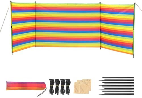 Winddichter Unterschlupf | Strandwindschutz – Windblocker Windschutz Campingzubehör, Camping-Windblocker, Unterschlupf winddicht mit Stangen & Tragetasche, Schatten Outdoor-Ausrüstung, tragbar für