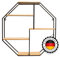 Kyto Wandregal Achteckig 60x60cm Durchmesser, Robustes Oktagon Deko Regal aus Metall Oktagonalform und 5 Holz Ebenen