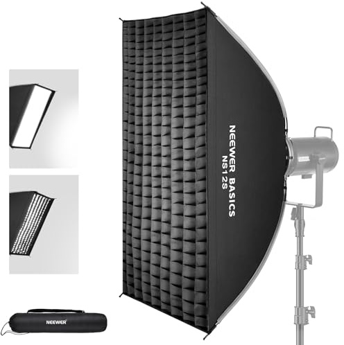 NEEWER BASICS Rectangular Softbox Kit, 24x35 Quick Release Bowens Mount Strip Soft Box Light Diffuser Compatible with Godox Compatible with Aputure Studio Photography Video Recording Lighting, NS12S