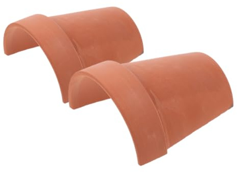 BESPORTBLE 2 Pezzi Nascondiglio per Tartarughe in Argilla Sicura, Piattaforma per Crogiolarsi e Rifugio Protetto, Accessorio per Terrari e Acquari di Rettili, per Ambienti Stile