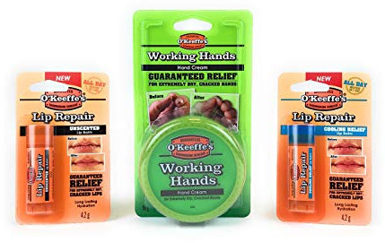 O’Keefes Skincare Official Working Hands Cream with Unscented & Cooling Lip Balm