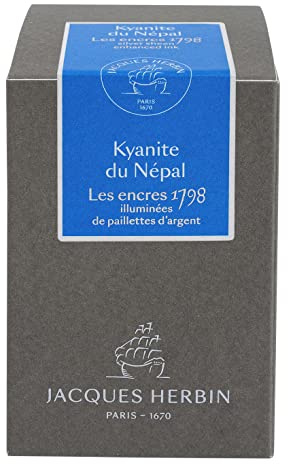 Jacques Herbin 15556JT - A bottle of silver glitter ink 1798 for fountain pen, rollerball, glass nib and penholder 50 ml, Coraline d'Egypte/ Coraline of Egypt
