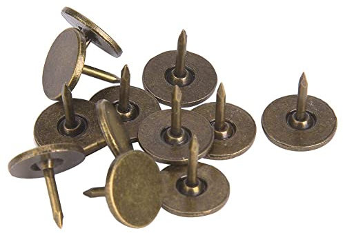 Clous de Tapissier 100 Pièces, Tête Plate 11x11mm en Fer Bronze Cyan, pour Canapé, Porte et Meuble, Fixation Invisible et Décorative