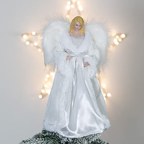 The Christmas Workshop 71099 Angel Tree Topper / 12” Tall/White Diamante Dress/Indoor Christmas Decoration