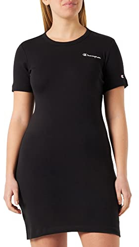 Champion Legacy American Classics Soft Cotton 1x1 Rib Small Logo Slim, Robe Femme, Nero, M