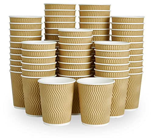 DAILYPACK 8 oz Coffee Cups, 120 Count Insulated Ripple Wall Paper Hot Coffee Cups for Hot Beverage