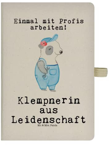 Mr. & Mrs. Panda DIN A5 Baumwoll Notizbuch Klempnerin Leidenschaft - Geschenk, Dankeschön, Installateurin, Kladde, Notizheft, Jubiläum,