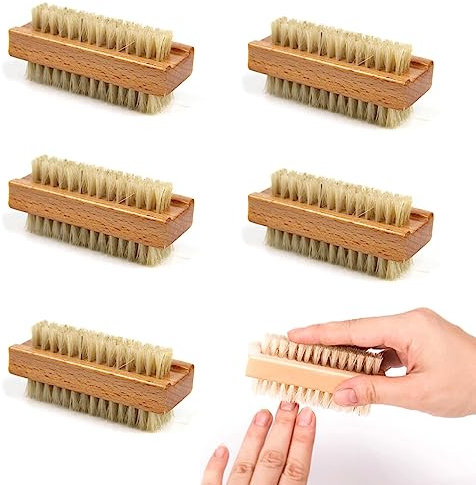 Pizsieat 5 Piezas Cepillo de Uñas de Madera Cepillo Uñas Manos Doble Cara Cepillo de Mano Madera Cepillo para Manos Cepillos para Limpiar Uñas Cepillos de Limpieza de Uñas para Manicura y Pedicura