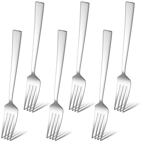 HaWare Set di 6 forchette in acciaio inox, 19 cm, forchette da tavola per casa, ristorante, hotel, lucido e bordi lisci, lavabili in lavastoviglie, design elegante