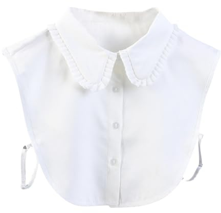 JIHUOO Women's Half Shirt Blouse False Collars Fake Detachable Collar Removable Choker Blouse Top Perfect for Sweaters White