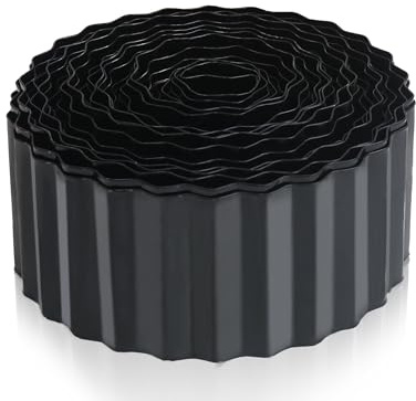 Quibbay Metal Corrugated Garden Edging, 4 x 50Ft Landscape Edging for DIY Flower Beds, Flexible Bender Border for Lawn, Garden and Yard, Sturdy Galvanized Garden Edging, Black