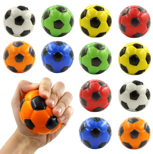 Mini Pallone da Calcio 12 Pezzi, Palle di Schiuma per Bambini, Palline di Spugna Morbida, Mini Palline Sportive, Palline da Calcio Antistress per Bambini e Adulti