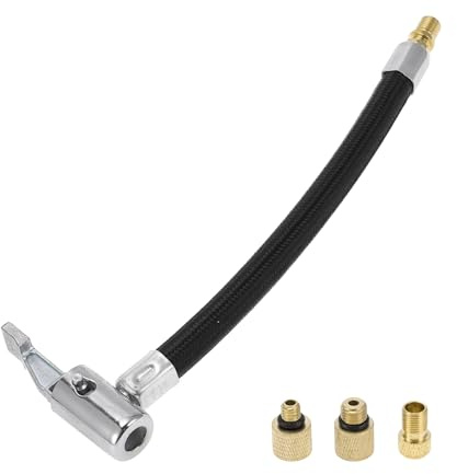 A ABSOPRO Tubo di prolunga per gonfiatore pneumatici Durevole 18cm M8x0.8 15.5mm OD Adattatore per valvola pneumatici con filettatura Tubo prolunga per pompa dell'aria in Nylon Nero 1 Set