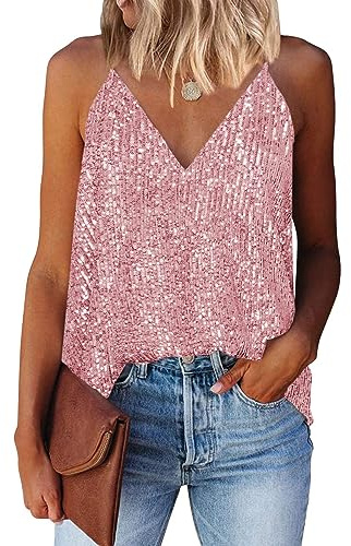AirMood Gilet da Donna Senza Maniche con Paillettes Shimmer Top, Rosa, M