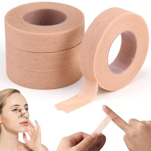 Micropore Tape, Selbstklebender Verband, 4 Rollen Pflaster Rolle 1,25CM x 9,14M Verband Selbstklebend, Flexibles Face Tape & Atmungsaktives Fingertape Für Krankenpflege, Sport, Wimpernverlängerung