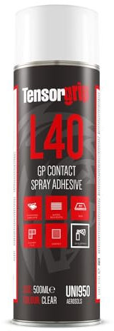 L40 Contact Spray Adhesive 500ml – High Strength Multipurpose Glue for Wood, Laminates, Fabrics & Automotive Use