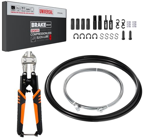CNCLOL Universal Bike Brake Cable Kit, Bicycle Brake Cables Set with Cable Cutter, Front & Rear Brake Cable 2.5m with 3m Housing for Mountain Bike/MTB/BMX/Kids/Childs/Road Bike