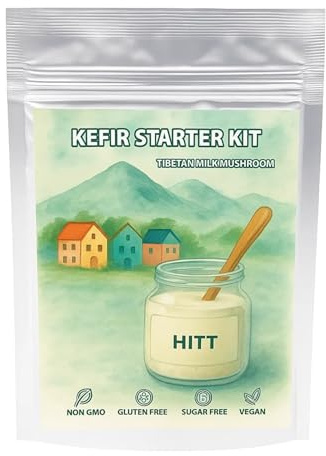 HITT Powdered Kefir Starter Kit from Tibetan Milk Kefir Grains — Beginner Friendly Homemade Kefir Probiotic Drink — 5 g Makes 5 Liters, Ready in 24 Hours — Non-GMO, Gluten Free, No Preservatives