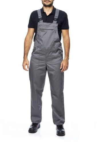 MAZALAT work wear Salopette da Lavoro Uomo, Taglie Grandi S-3XL, Made in EU, Colori Diversi, Tuta da Lavoro Uomo Qualità, Grigio, S