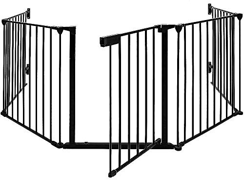 Barnsäkerhetsportar Öppen Spis Skyddsgaller Fällbara Babylampor 5 Stycken Konfigurera, Öppen Spisskyddmetall 310 * 2,5 * 75cm (Svart)