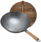 Vinbcorw wok pfanne gusseisen grill gasgrill camping wokpfanne induktion Abnehmbarer Griff 1,8 mm Dick Wok Mit Deckel (Rundboden),30cm