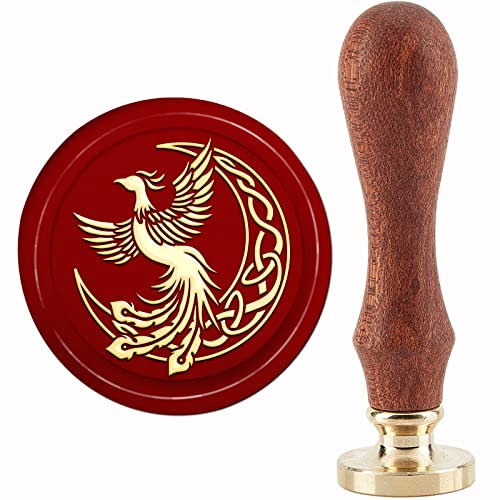 craspire Mondwachs-Siegelstempel Phoenix-Siegelstempel 30 mm/1.18 Zoll Abnehmbarer Messingkopf-Siegelstempel Mit Holzgriff Für Einladungen, Karten, Geschenkverpackung