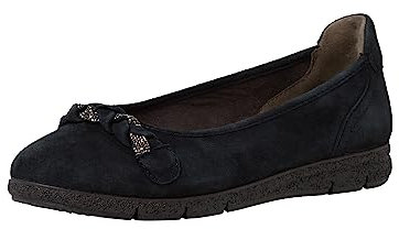 Tamaris Comfort Damen Ballerinas aus Leder Klassisch Comfort Fit, Blau (Navy), 39 EU