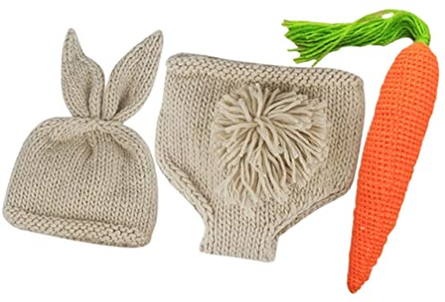 SAFIGLE Newborn Photography Outfit Crochet Hat Pants Bunny Outfits for Boy Girl Photo Shoot Props Unisex Clothes for Newborn Clothes