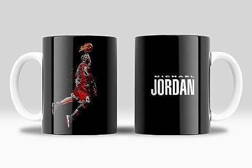 newseny NBA-Tasse von Michael Jordan, Kollektion in Schwarz-Weiß mit Rottönen, Geschenk für M.Jordan NBA-Fans, Keramik, 355 ml (Michael Jordan Tasse)