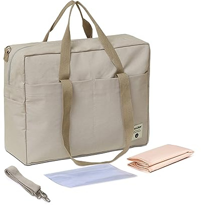 SONARIN Gran Capacidad Ligero Bolsa de Pañales para Bebé,Maternidad Messenger Multifuncional Bolso Bandolera de Cambio Bolsa de Viaje para Pañales con Correa de Hombro & Cambiador(Gris)