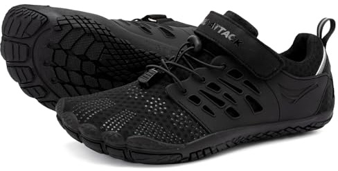 Grand Attack Barefoot Shoes Women Wide Toe Minimalist Zero Drop Wrestling Weightlifting Fitness Shoes Breathable Rock Climbing All Black Size 8.5