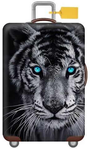 FANSU Kofferhülle Kofferschutzhülle, Tier Druck Elastisch Reisekoffer Schutzhülle mit Reißverschluss, Waschbar Gepäckabdeckung - 18 bis 32 Zoll Koffer (Tiger 2,XL(29-32in))