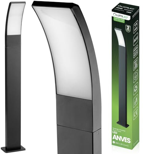 Lumiled Wegeleuchte Außen 11W, Pollerleuchte Gartenleuchte 4000K Außenstehleuchte Stehlampe Außenleuchte Außenbeleuchtung Wegelampe stehend 80cm IP65 schwarz Aluminium Standleuchte für Garten